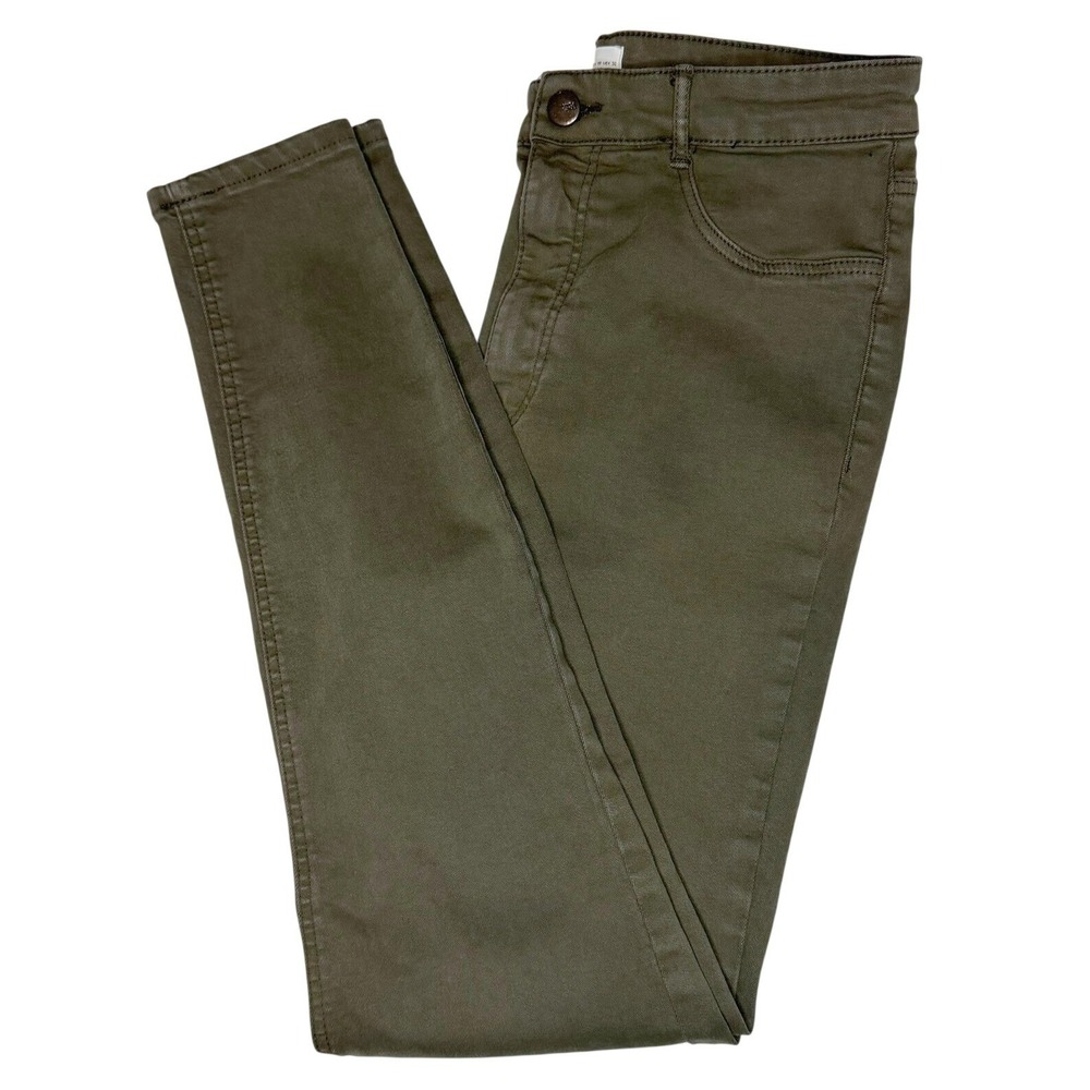 Zara Skinny Pants Women Size 10 Olive Green High Rise Stretch Join Life Eco